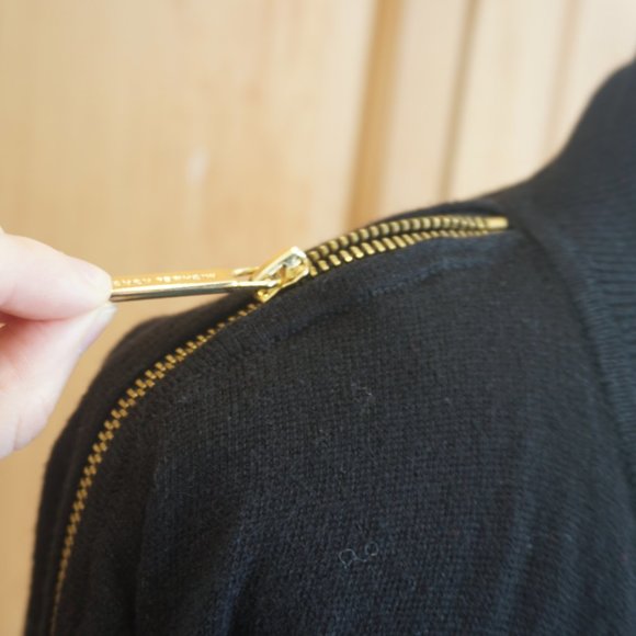 💚 MICHAEL KORS Black Open Cardigan w/Gold Zipper Detail (L) - Picture 10 of 15